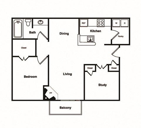 A3 Floor Plan at Windsor on White Rock Lake, 9191 Garland Road, 75218